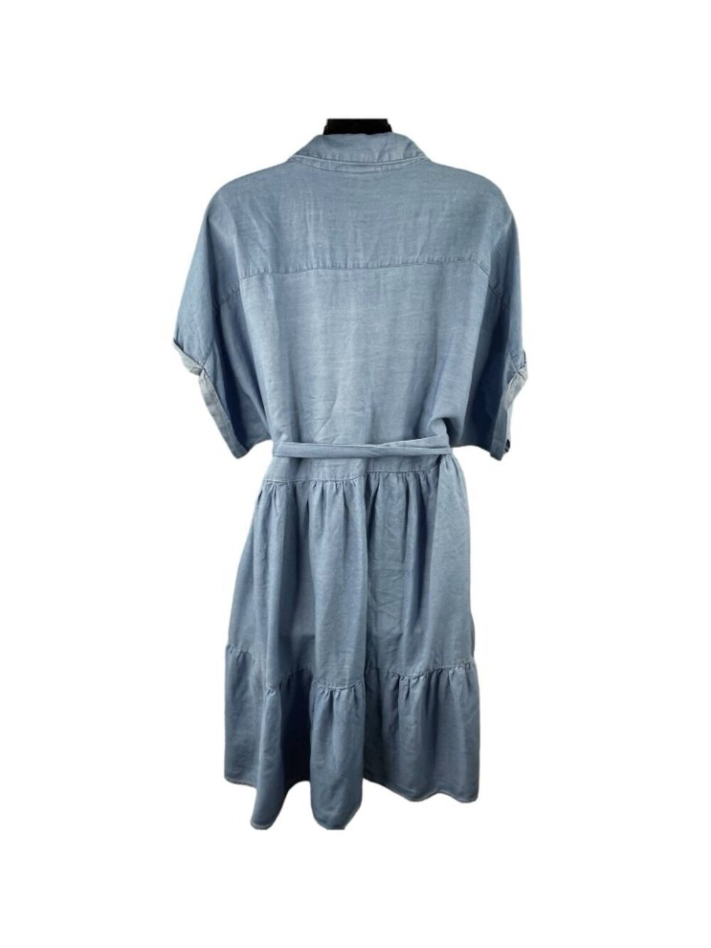90s Preppy Torrid Chambray Short Sleeve Button Up Tiered Shirt Dress Women’s 1X - Picture 6 of 13